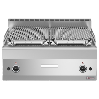Grill pierre de lave, 1/1 module, grille en fonte "double face" WR-PLX2-80